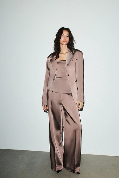 HIGH-WAISTED SATIN PANTS