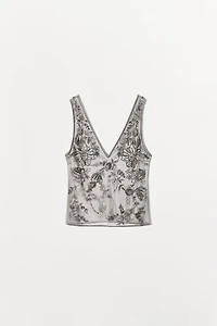 EMBROIDERED TULLE STRAPPY TOP