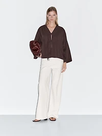 Cropped shirt with drawstring detail