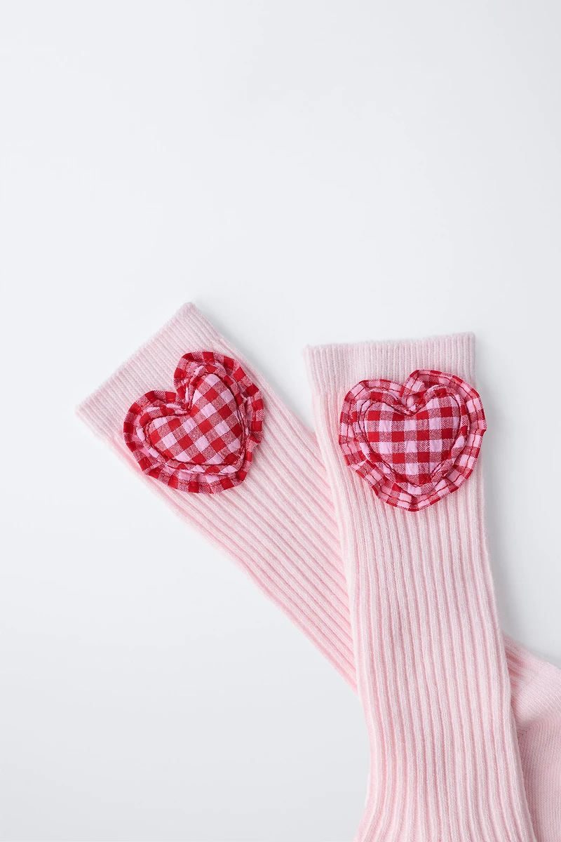 CHAUSSETTES CŒUR À CARREAUX VICHY