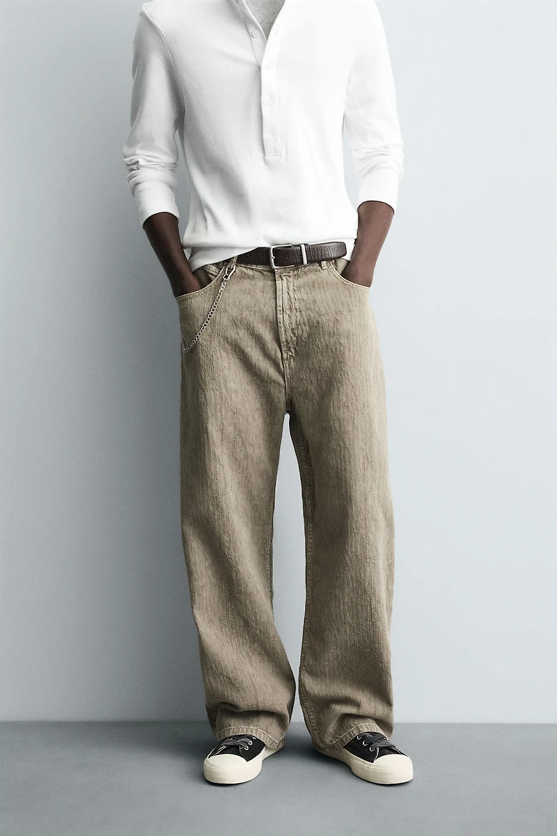 WASHED PRINT BAGGY FIT PANTS