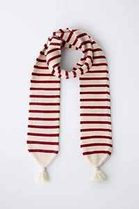 ÉCHARPE EN MAILLE À RAYURES AVEC LAINE