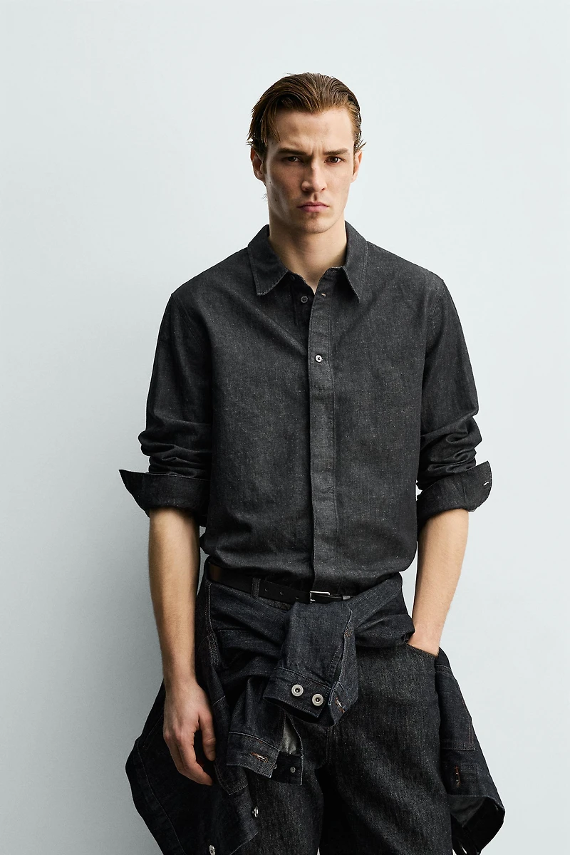 CHEMISE EN JEAN COTON ET LIN