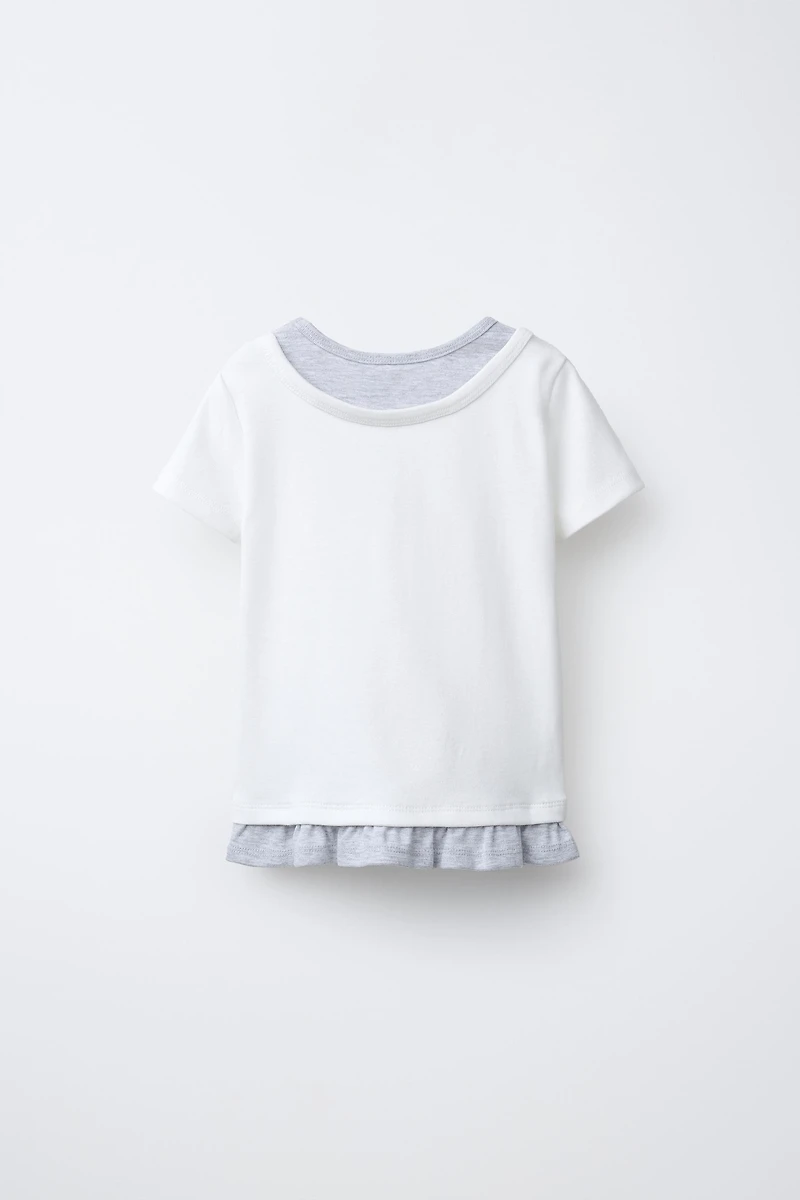 EMBROIDERED STAR DOUBLE COLLAR T-SHIRT