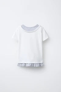 EMBROIDERED STAR DOUBLE COLLAR T-SHIRT