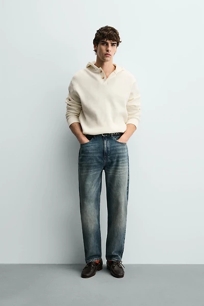 WAFFLE TEXTURED HOODIE SWEATSHIRT