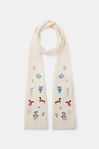 EMBROIDERED KNIT SCARF