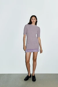 TEXTURED FAUX FUR DRESS