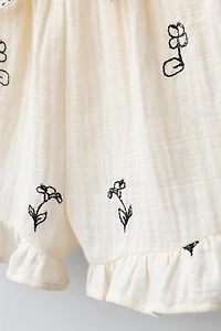 EMBROIDERED FLORAL TEXTURE SHORTS