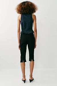 LINEN PEPLUM FROG CLASP TOP