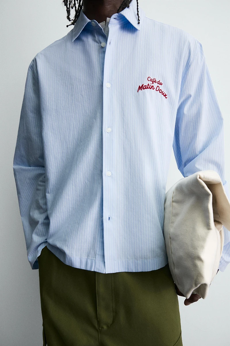 STRIPED GRAPHIC PRINT SHIRT