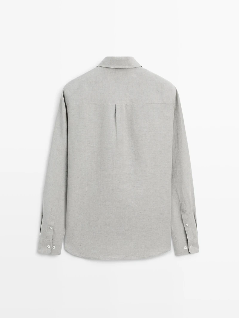 100% linen regular fit shirt with pocket