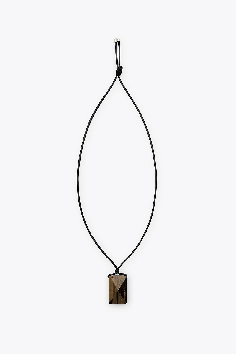 LEATHER CORD STONE NECKLACE