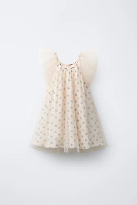 FLORAL PRINT TULLE COMBINATION DRESS