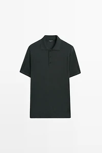 Wool blend knit polo shirt