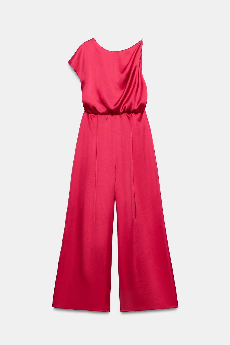 SATIN EFFECT ASYMMETRICAL JUMPSUIT