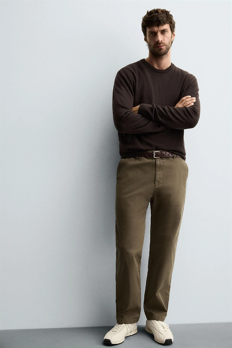 STRAIGHT FIT TWILL PANTS