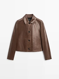 Cropped nappa leather jacket