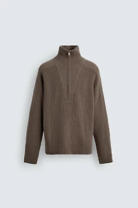 PURL KNIT QUARTER-ZIP JUMPER