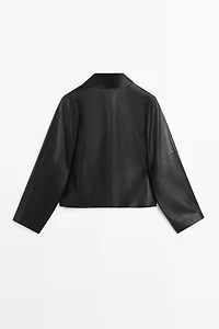 Nappa leather lapel kimono