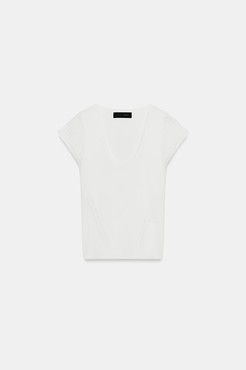 COMBINATION SLEEVE KNIT TOP