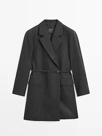 Long striped wool blend blazer