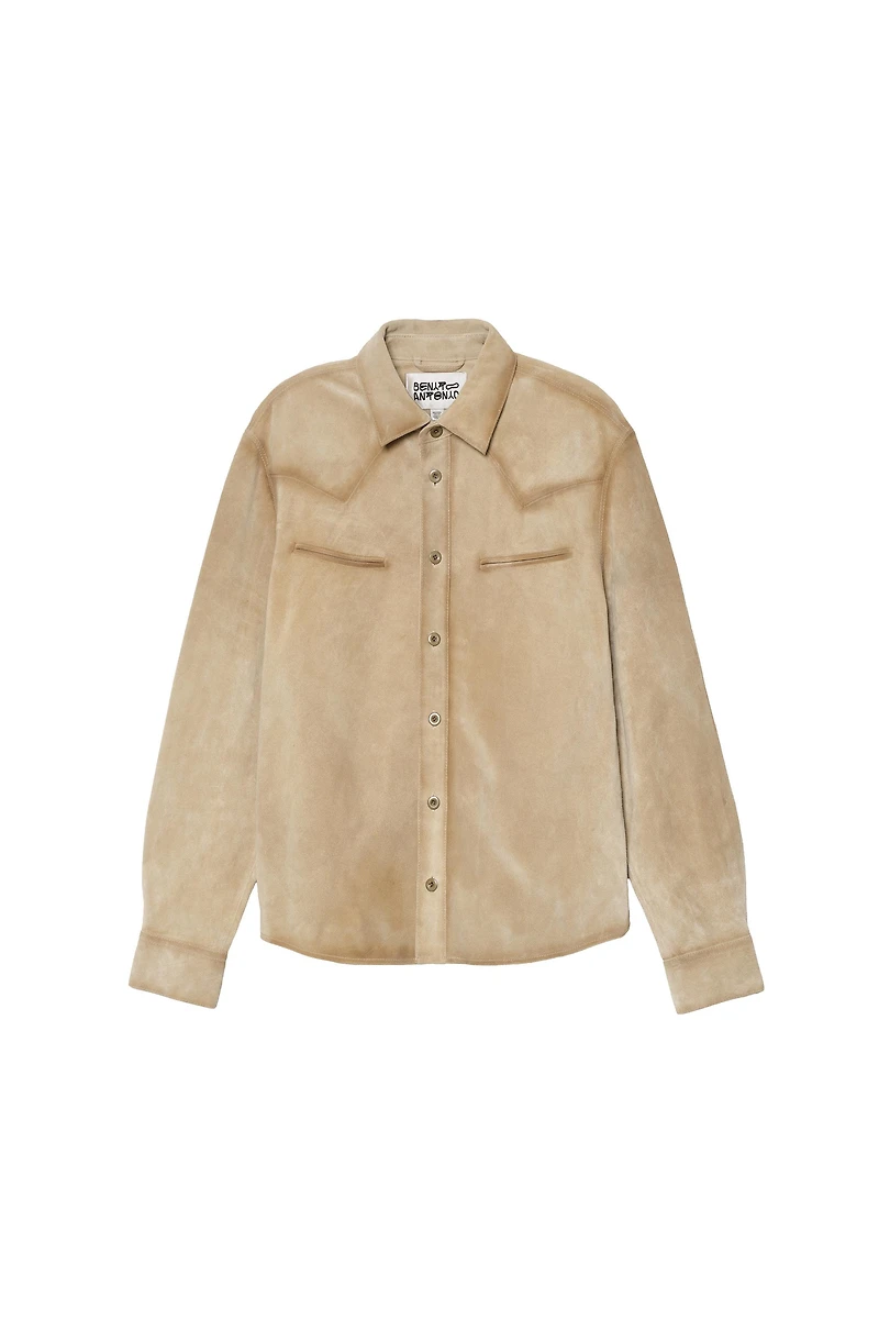 REGULAR FIT SUEDE LEATHER OVERSHIRT