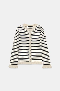 RUFFLED KNIT CARDIGAN