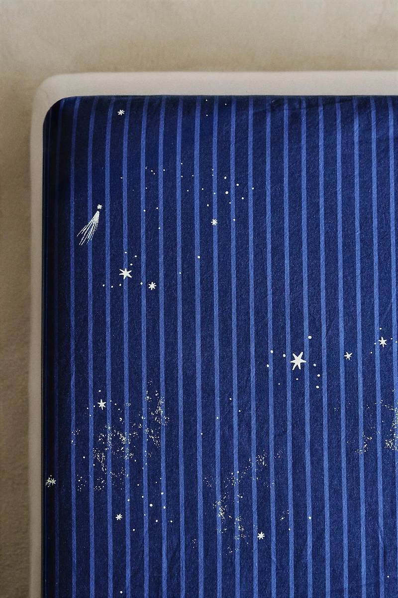 KIDS' SPACE STRIPE FITTED SHEET