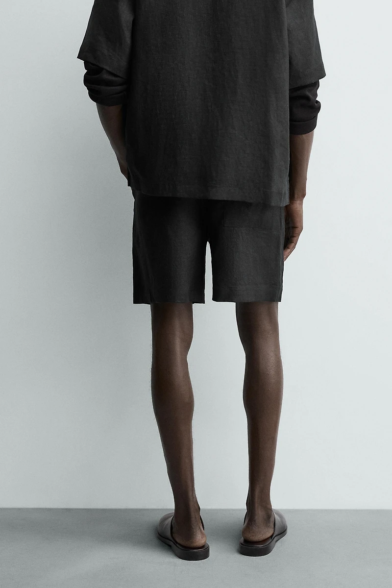 100% LINEN RELAXED FIT SHORTS