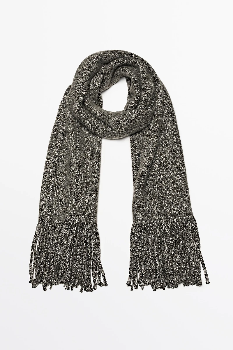100% Cashmere Heathered Knit Scarf