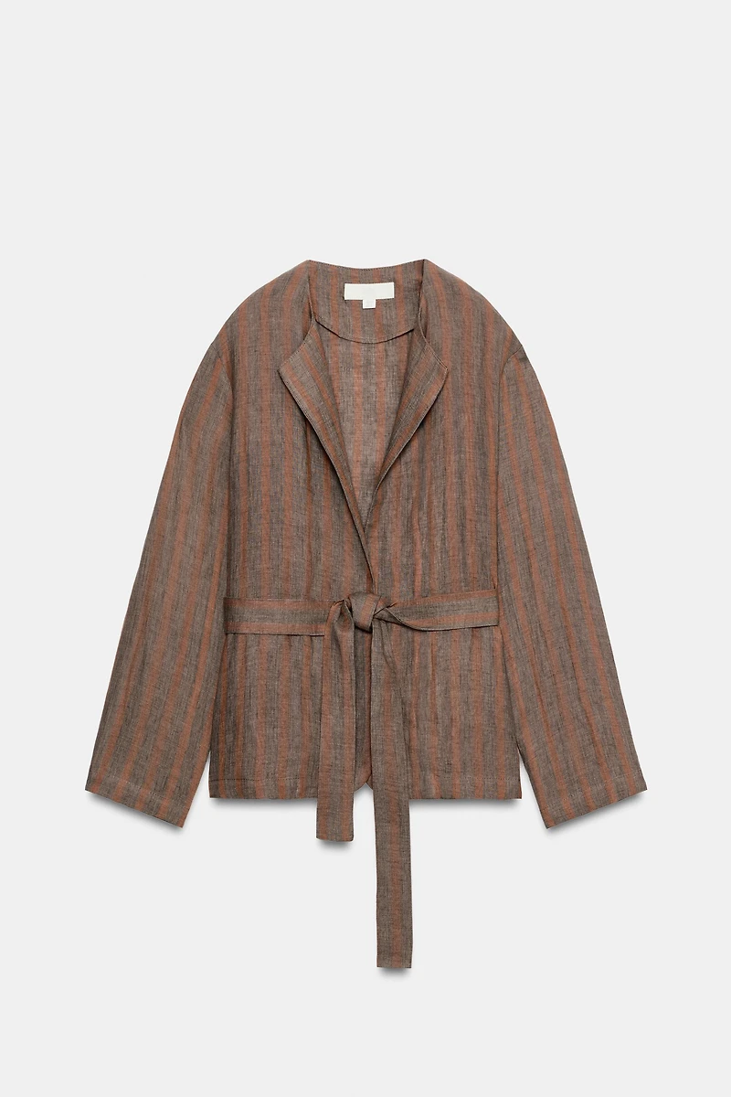 STRIPED 100% LINEN BLAZER