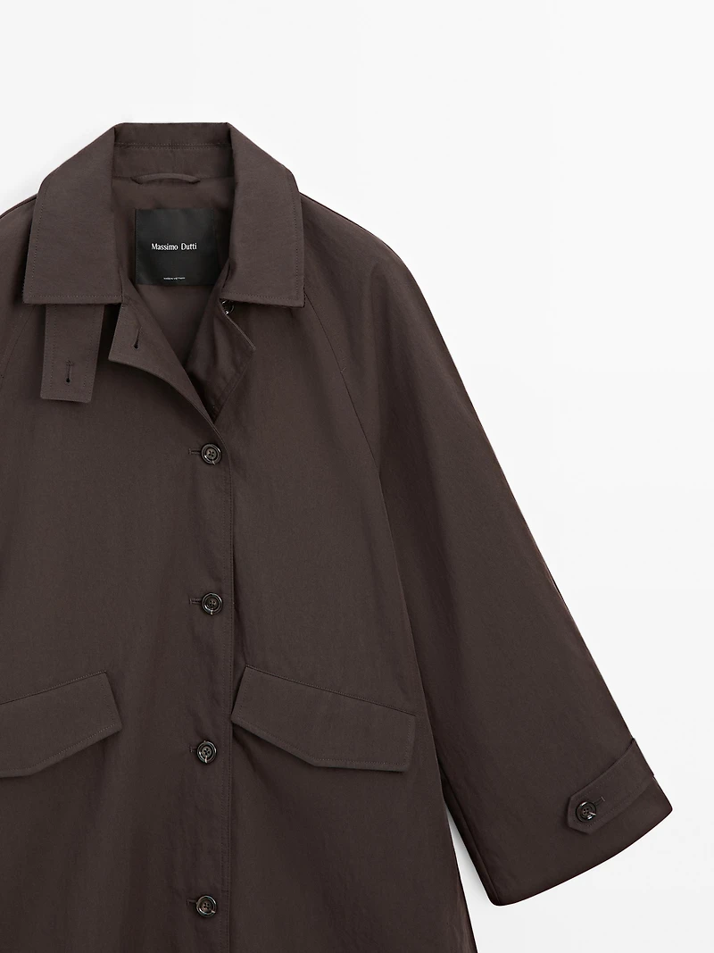 Trench coton détail velours côtelé