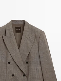 Check wool suit blazer