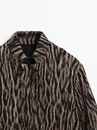 Wool blend animal print coat