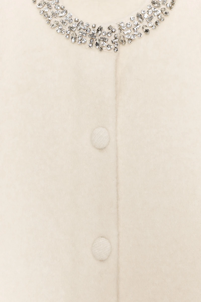 WOOL JACKET WITH JEWEL NECKLINE