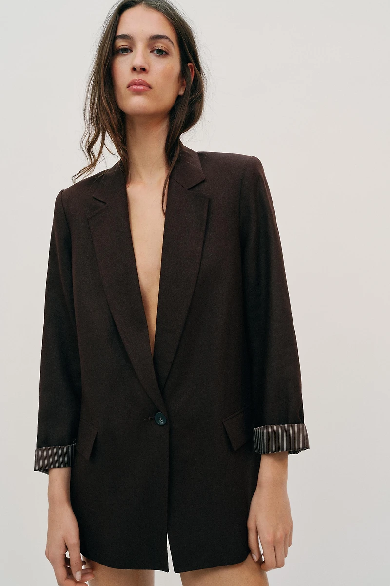 LINEN BLAZER WITH ROLLED SLEEVES