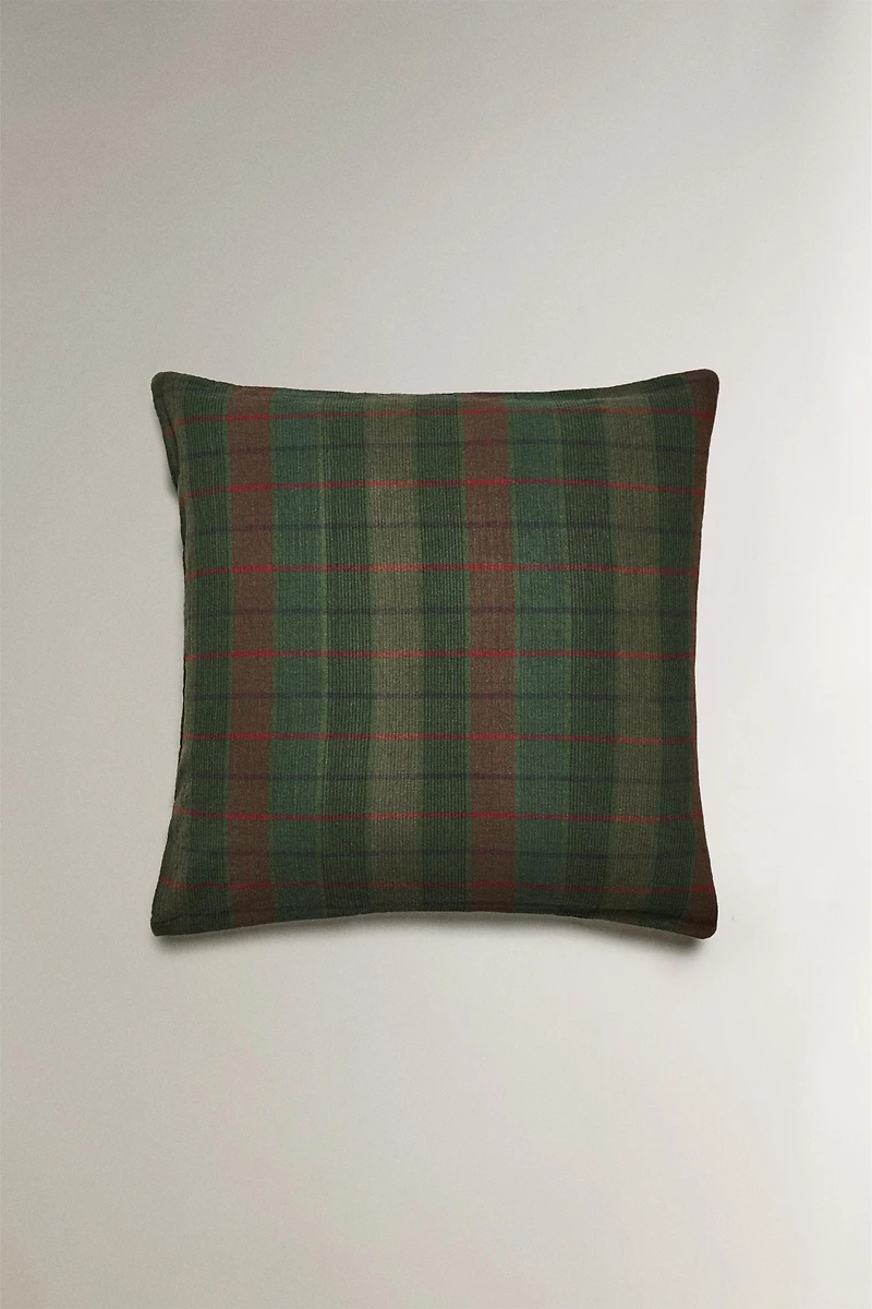 CHRISTMAS TARTAN CHECK COTTON PILLOWCASE