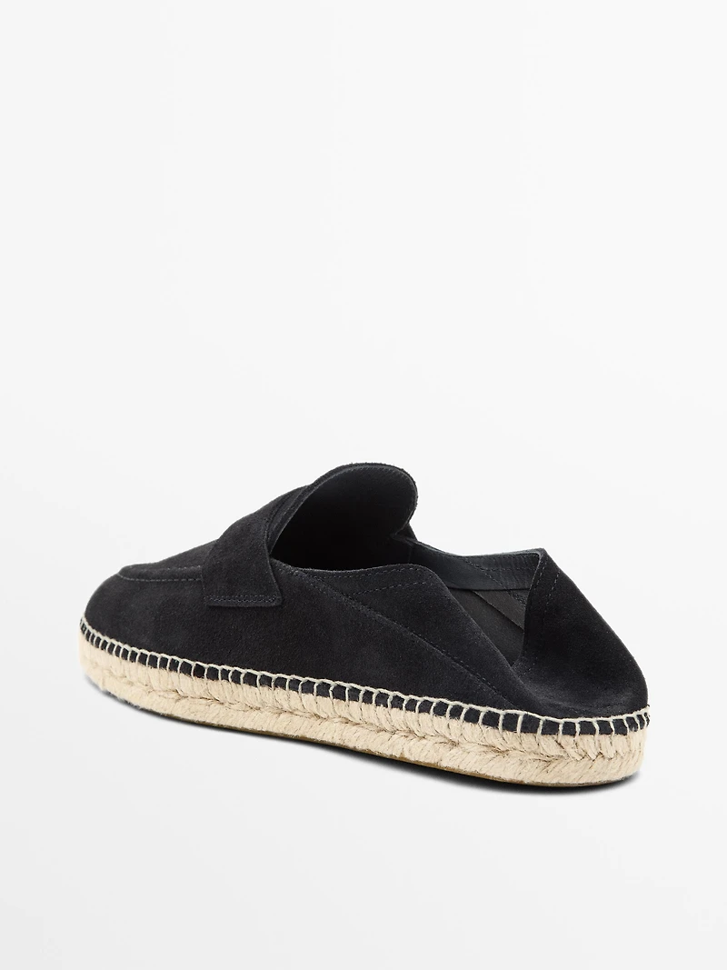 Split leather espadrilles with piece detail