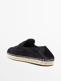 Split leather espadrilles with piece detail