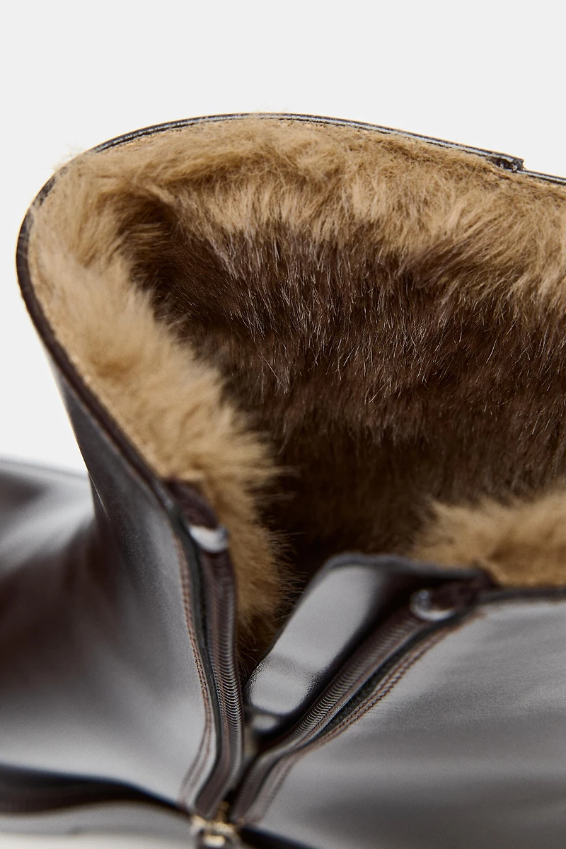 HEELED ANKLE BOOTS WITH FAUX FUR INTERIOR