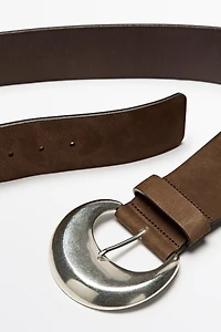 Ceinture détail boucle en cuir nubuck