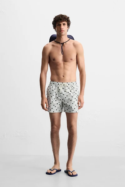 GEOMETRIC PRINT MID-LENGTH SWIMSUIT