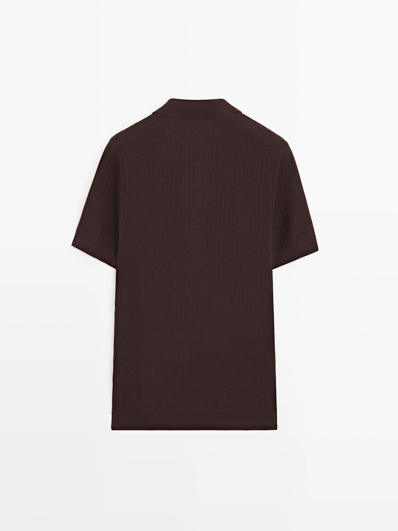 Jacquard knit polo sweater