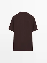 Jacquard knit polo sweater