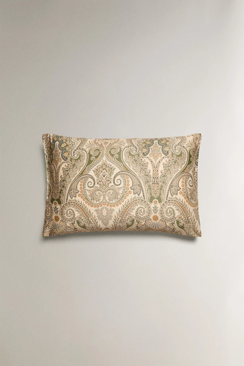 TAIE D’OREILLER COTON SATIN PAISLEY (300 FILS)