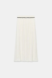 CONTRAST TRIM SATIN MIDI SKIRT