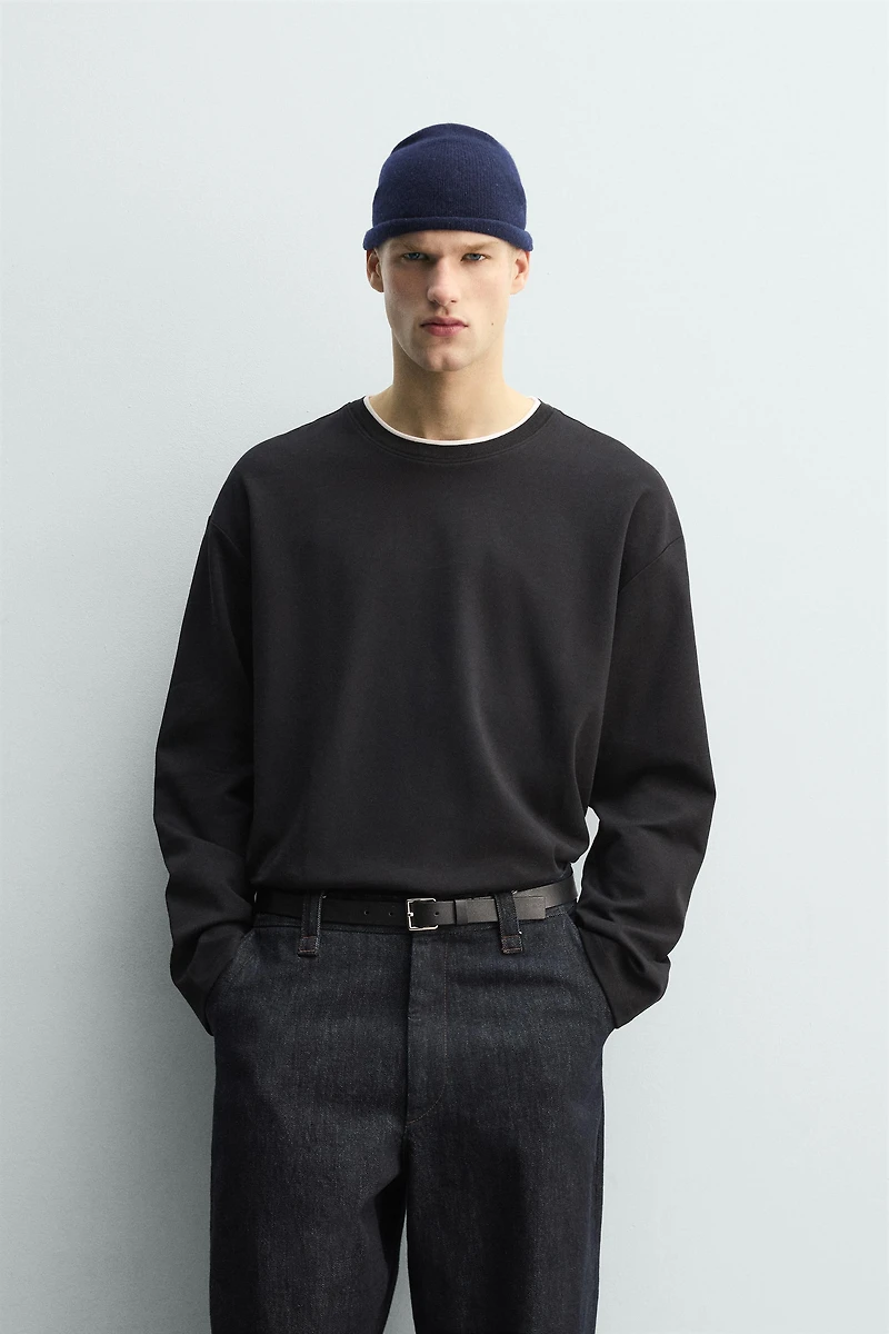 CONTRASTING DOUBLE TRIM T-SHIRT