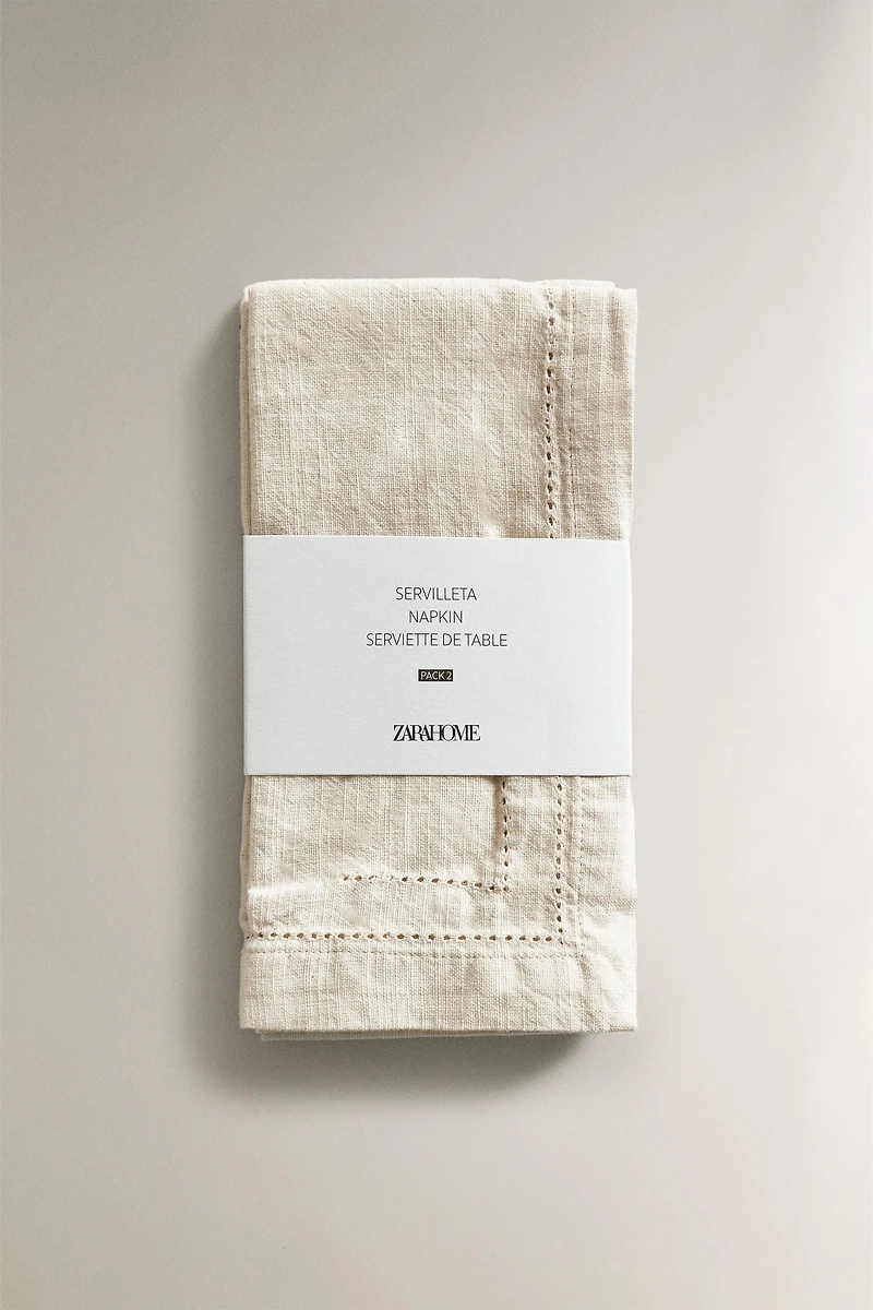 SET OF HEMSTITCHED COTTON NAPKINS (SET 2)