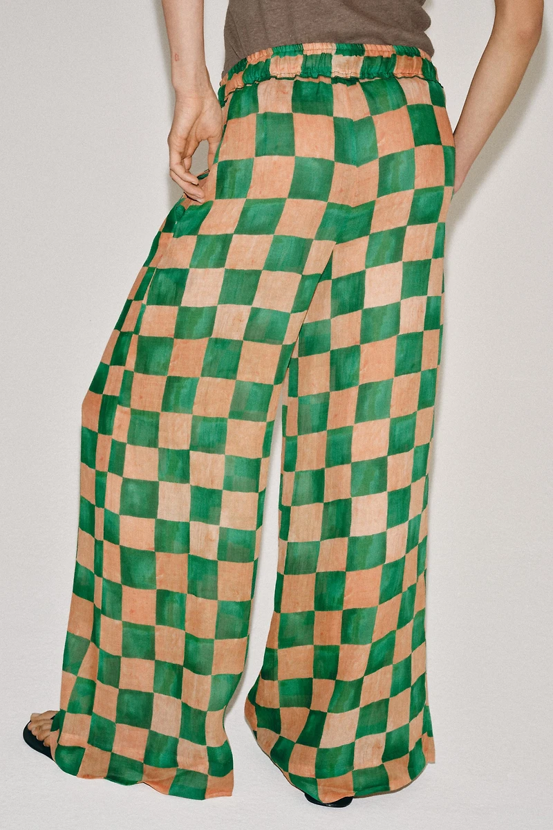 RAMIE PLAID PALAZZO PANTS ZW COLLECTION